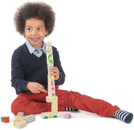 Tender Leaf Toys - Garden Blocks - 25 Pieces Decorative Garden Themed Wooden Stacking Blocks with Peg - Building Blocks, Hand-Eye Coordination Strength & Creative Play - Age 18m+ - Image 4