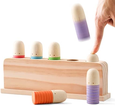 Pop Up Toy Multicolor Puppets | Wooden Color Sorting Toys | STEM Montessori Color Matching Toys | Preschool Learning Educational Toys Gifts for Kids Boys Girls Ages for 1 2 3 Years (Classic Colours) by Etudose
