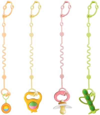 LittleHugs Toy Straps for Baby, Adjustable Toy Holder for Stroller Accessories, Silicone Tether Pacifier Clip, No Throw Travel Essential Leash for High Chair, Car Seat (4 Pack Macaron) by LittleHugs