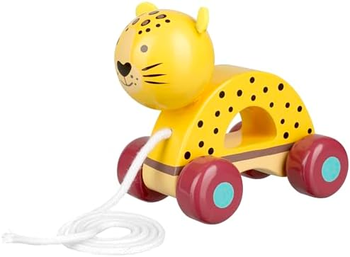 Orange Tree Toys: Pull Along: Leopard - Wooden Toy, Colorful Wheeled Character, Push-Pull, Encourage First Steps, FSC Certified, Toddler & Kids Age 1+ by OrangeTreeToys