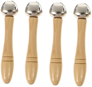 Wooden Rattle Toy 4 Pack Handheld Rhythm Handbell for Babies by BESPORTBLE