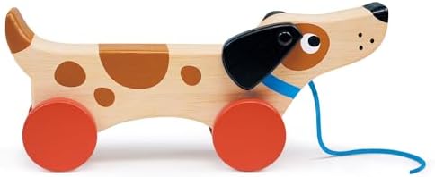 Mentari Toys - Puppy on Wheels - Wooden Dog Pull Toy for Toddler Walking for 18M+ Boys and Girls - Sustainable Rubberwood - Educational Motor Skills & Imaginative Play - Gift for Preschoolers by MentariToys