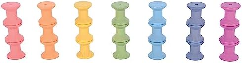 tickit Rainbow Wooden Spools, Set of 21, Assorted Colors, Loose Parts Play - Image 3