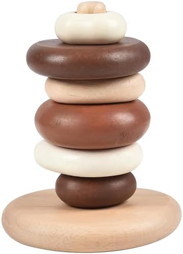 Montessori Eco-Friendly Wooden Stacking Pebbles – 7-Piece Natural Sequencing & Fine Motor Skills Toy for Early Childhood, Sensory Learning & STEM Play - Image 5