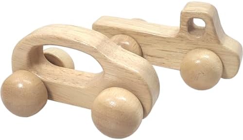 Adventure Awaits! Wooden Push and Pull Toy Set for Toddlers | Montessori Car and Truck Rolling Rattle Toys by AdventureAwaits