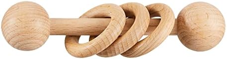 Chriswell Wooden Baby Rattle, Newborn Wooden Rattle Toy, Natural Wooden Montessori Baby Grip 3 Ring Toy, Baby Gift Toy, Wood Rattle-1 by Chriswell