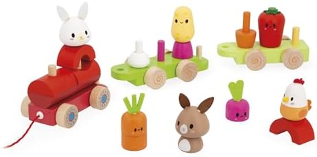 Janod - Pull-Along Train - Farm - Wood - 19 Pieces - Image 3