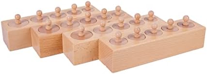 Adena Montessori Knobbed Cylinders Blocks Home Preschool 2 3 Years OldToys (Primary Color Knobbed Cylinders) - Image 2