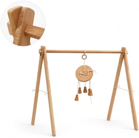 Wooden Montessori Baby Play Gym Frame, Foldable Beech Wood Baby Activity Gym Stand, Natural Nursery Gym, Portable Baby Gym Frame - Image 4