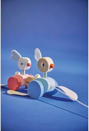 Janod Zigolos Wooden Pull Along Rabbits - Ages 12 Months+ - J08207 - Image 4