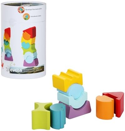 CUBIKA Flexible Tower Wooden Toy– Montessori Puzzle for Toddlers Ages 3+– Size and Shape Sorting Kids Stacking Toy– FSC-Certified Wood, German Water-Based Paints, Travel-Friendly by Cubika