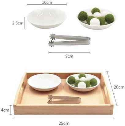 Montessori Tongs Transfer Set, Metal Tongs with Ceramic Bowls & Felt Balls, Toddler Practical Life Activity Toy - Image 5