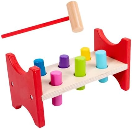 Simhoa Wooden Pounding Bench Toy with Mallet, Rectangle 7.5 x 3.4 x 3.7 in, Fine Motor Skills Activity for Toddlers - Image 6