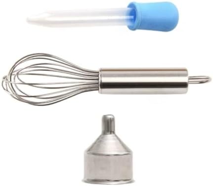Montessori Practical Life Tool Set - Kids Mini Whisk, Silicone Dropper & Metal Funnel | Fine Motor Skills Sensory Play by Unknown