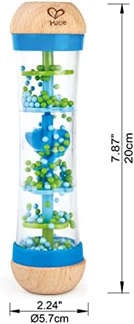 Hape Beaded Raindrops | Mini Wooden Musical Shake & Rattle Rainmaker Toy, Blue, Model Number: E0328B - Image 2