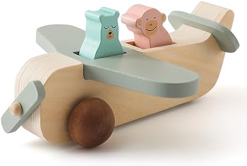 ibwaae Wooden Airplane Toys, Air Transport Vehicles Play Set, Wooden Pull Games, Learning Gift Montessori Toy for Baby Toddler Boys Girls by ibwaae