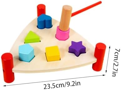 Wooden Pounding Toy for Toddlers with Hammer, Fine Motor Skills Activity, Hand Eye Coordination Development Toy for Preschool Boys and Girls- Triangle - Image 6