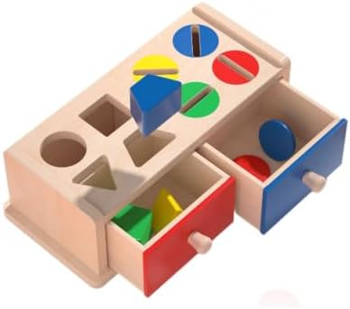 Montessori Shape‑Color Sorting Box, Wooden Coin Drop Toy by Unknown