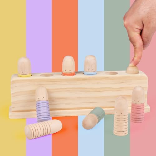 Wooden Pop Up Puppets|Wooden Cause and Effect Toys for Boys & Girls, Montessori Color Matching Toys,Special Festival Gift for Kids 2 3 4 by TotatatreeWoodenToys