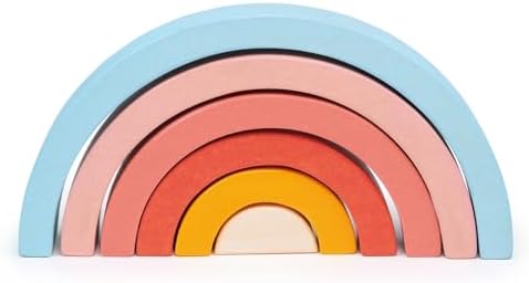 Mentari Toys - Sunset Tunnel - 6pcs Wooden Stacking Rainbow for Toddlers - Montessori Rainbow Nesting Puzzle - Open-Ended Play Toy - Age 18m+ by MentariToys