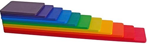 Dinhon 11 PCS Wooden Rainbow Board Oversized Stacking Game Jigsaw Puzzle Building Blocks Boys and Girls Gifts - Image 6