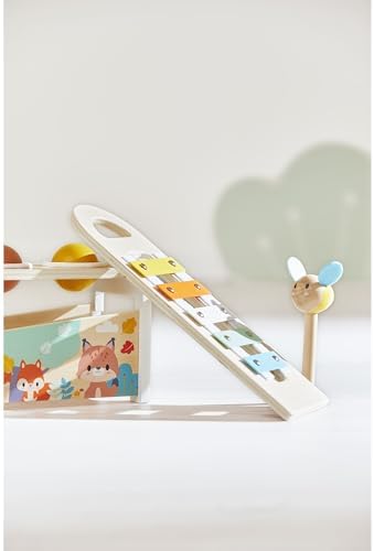 Janod Pure Tap Pastel Wooden Xylophone Pounding Bench with Cherry Wood Balls & Bee Shaped Hammer for Ages 12+ Months (J05155) - Image 7