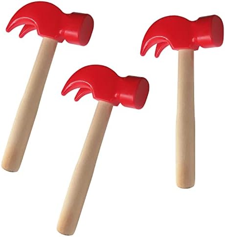 HEIPINIUYE 3 PCS Wooden Hammer Toys Simulation Hammers Maintenance Tools for Kids Children Birthday Party Games Supplies by HEIPINIUYE