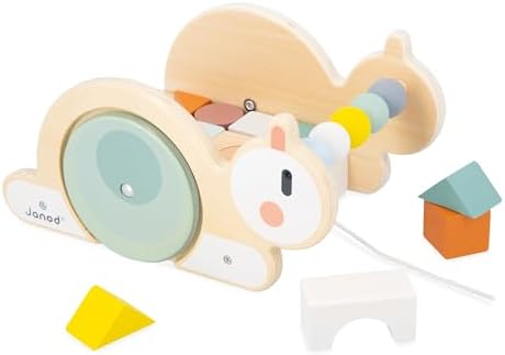Janod - Sweet Cocoon - Wooden Pull-Along Snail - 17 Pieces by Janod