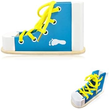 Learn to Tie Shoes for Kids, Wooden Lacing Sneaker Toy,Montessori Educational Toy for Toddlers Ages 4-8 by Unknown