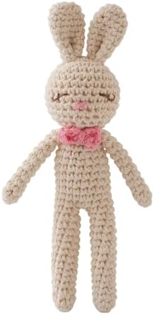 Natural Hand-Knit Wooden Baby Rattle - Soft Animal Shaped Sensory Toy for Newborns, Infants | Safe Beechwood & Crochet Texture | Perfect Baby Shower Gift by GOODMOM