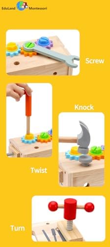 Practical Life Wooden Twisting On and Off Screws Bolts Screw Driver Nuts Bolt Tool kit Box Pincer Grip Grasp Educational STEM Construction Toy for Boy Girl 3 4 5 6 7 Years Old Gift - Image 3