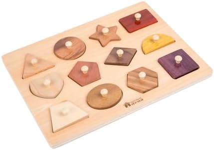 Adena Montessori 12-Piece Shape Peg Puzzle, 1-2y by AdenaMontessori
