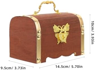 Vintage Wooden Jewelry Box Coin Bank with Lock for Desktop - Image 2