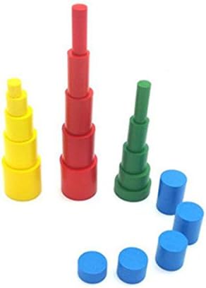 Montessori Colored Cylinders With Control Cards Kids Wooden Knobless Blocks Shape & Color Recognition Material Toys (Colored Cylinders With Control Cards) - Image 6