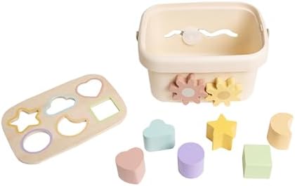 Pearhead Shape Sorter Bucket Toy - Bucket with Carry Handle, 1 2 3 Year Old by Pearhead