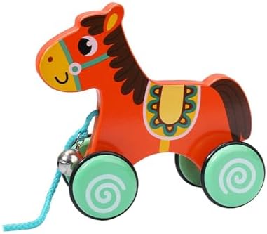 Handmade Wooden Pull Toy, Walking Wooden Toys, Push Pull Toy, Pull Along Toy with String for Children 1 Year Olds Gifts, Horse - Image 7