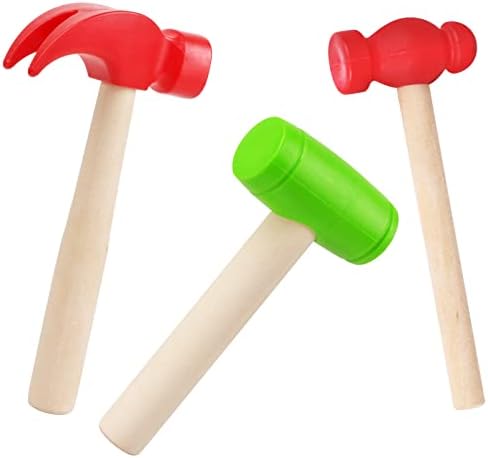 3pcs Wooden Mallet Toy Hammer Simulation Wooden Hammers Small Plastic Toddler Fake Hammer Portable Maintenance Kids Tools Toys Pretend for Boys Girls by Waenerec