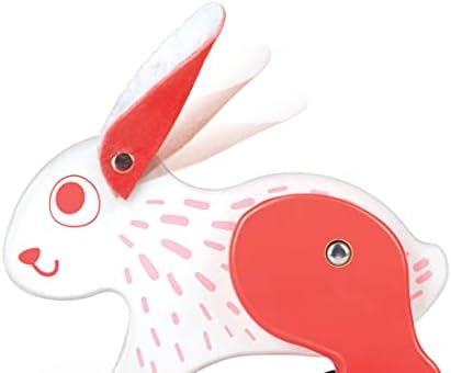 Hape: Pull Along - Bunny - White & Red - Wooden Animal Toy, Rubber Rimmed Wheels, Encourages Walking, Push & String Pull, Kid Baby Toddler, Age 12 mo+ - Image 2