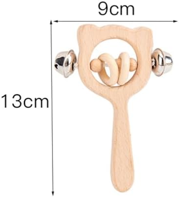 Montessori Wooden Bear Rattle, Teething & Grasping Toy with Bell - Image 5