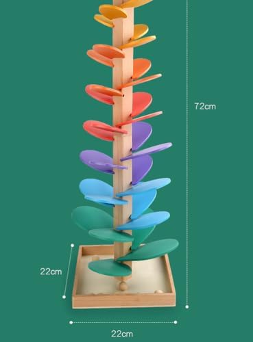 Rainbow Wooden Marble Run Tree, Musical Ball Drop Toy with Colorful Leaves - Image 6