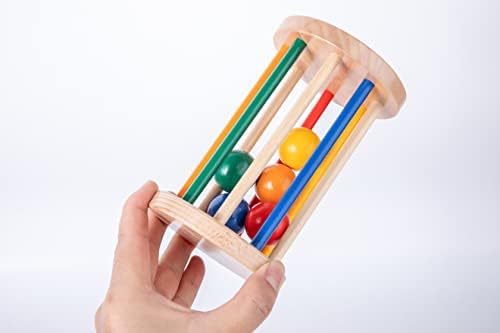 Montessori Toys for Babies 6-12 Months Wooden Rolling Drum Montssori Baby Sensory Toys for Wooden Rattle Spinning Rainbow,Boys and Girls Baby Gifts - Image 6