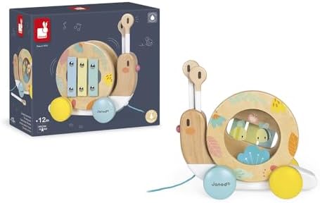Janod - Pure - Pull Along Snail Wooden Musical Toy - Ages 1+ - Image 2