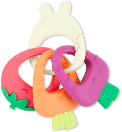 Skip Hop Soft Silicone Baby Teething Ring Toys Farmstand Teethe & Play Toy Set of 4, BPA-Free, Age 3m+ - Image 2