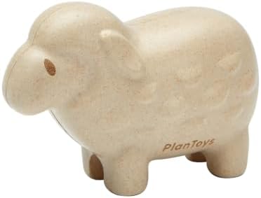 PlanToys® Wooden Sheep Montessori Kids Farm Animal Figurine Play Toy Set by PlanToys