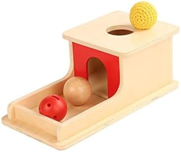 Tiger Montessori Object Permanence Box with Tray Three Balls for 6-12 Months Babies (Wood+Plastic+Knit Ball) by Unknown