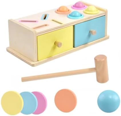 Montessori 2-in-1 Coin Drop & Pounding Bench, Shape Sorting & Fine Motor Skill Development by Unknown