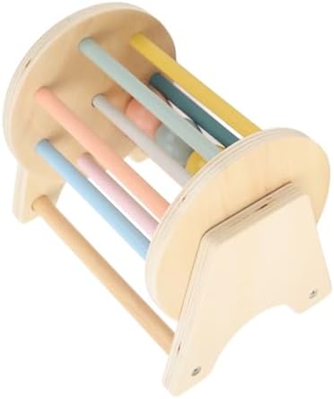 Mingzhe Wooden Rattle Rolling Drum Logic Thinking Hand Eye Coordination Cylinder Roller for Toddlers by Unknown