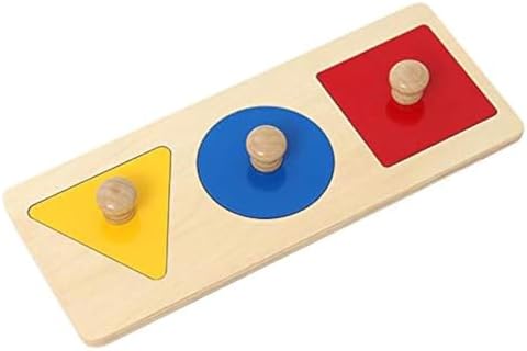 Adena Montessori Colorful Multiple Shape Puzzles Toys for 6-12 Months 1 Year Old Toddler Babies First Shapes Geometric Jumbo Knob Wooden Puzzle Color Sorter (3 Pieces) by AdenaMontessori