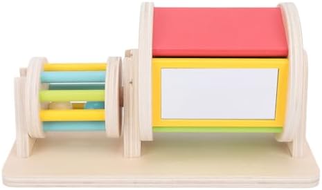 Wooden Rotating Sensory Toy with 5 Vibrant Colors for Tummy Time Fine Motor Skills Early Education Beech Wood by FILFEEL