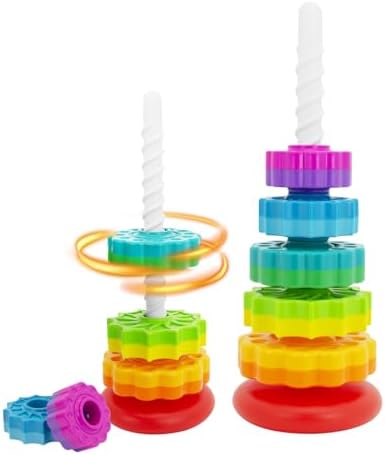 BYFWH Baby Spin Stack Toy, Premium Stacking Toys for Kids, Spinning Stacking Toy for Babies and Toddlers, Educational Toddler Learning Toy,Autism Spin Stack Toys,Rainbow Spinning Wheel Toys by BYFWH